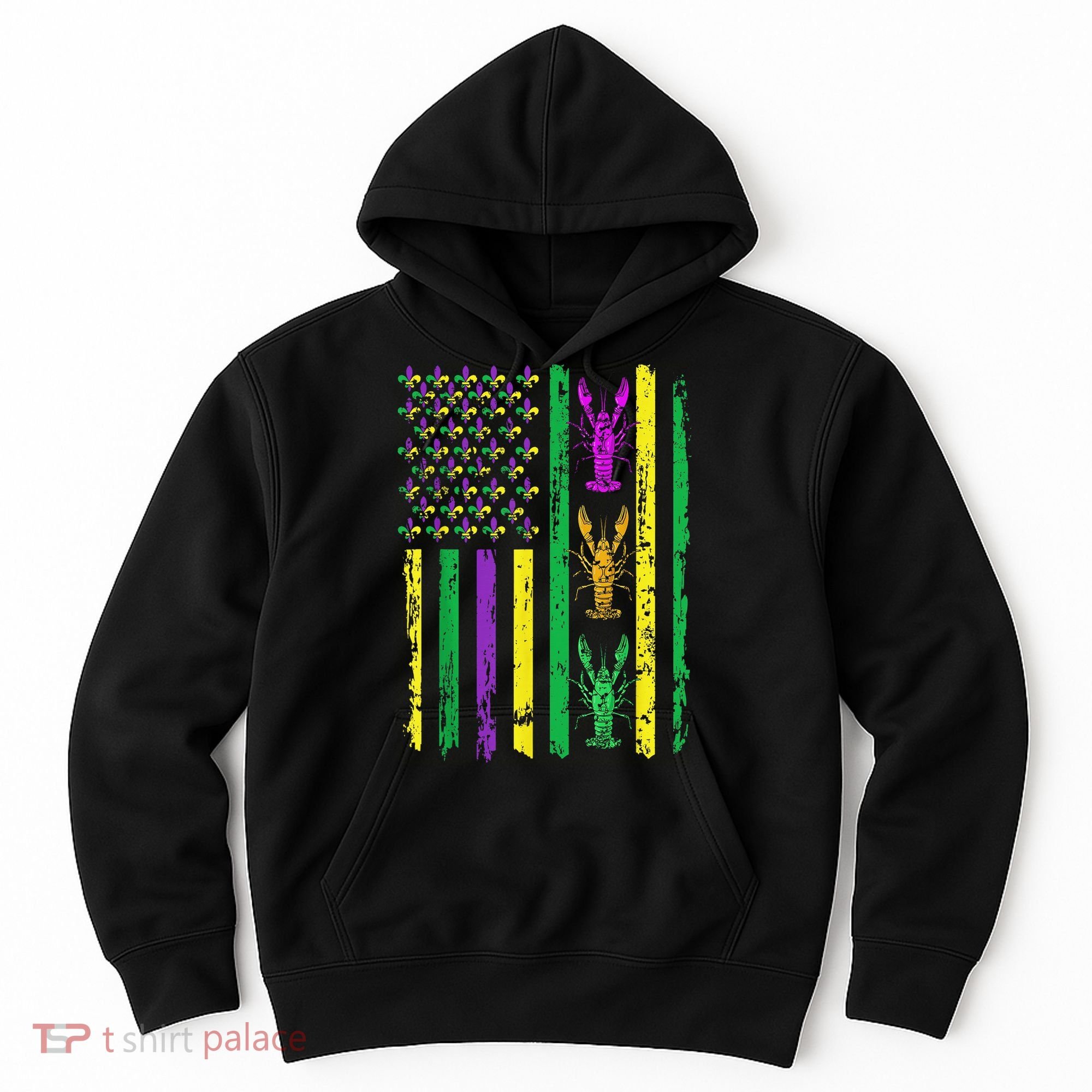 Carnival Mardi Gras Usa American Flag Crawfish Parade Hoodie