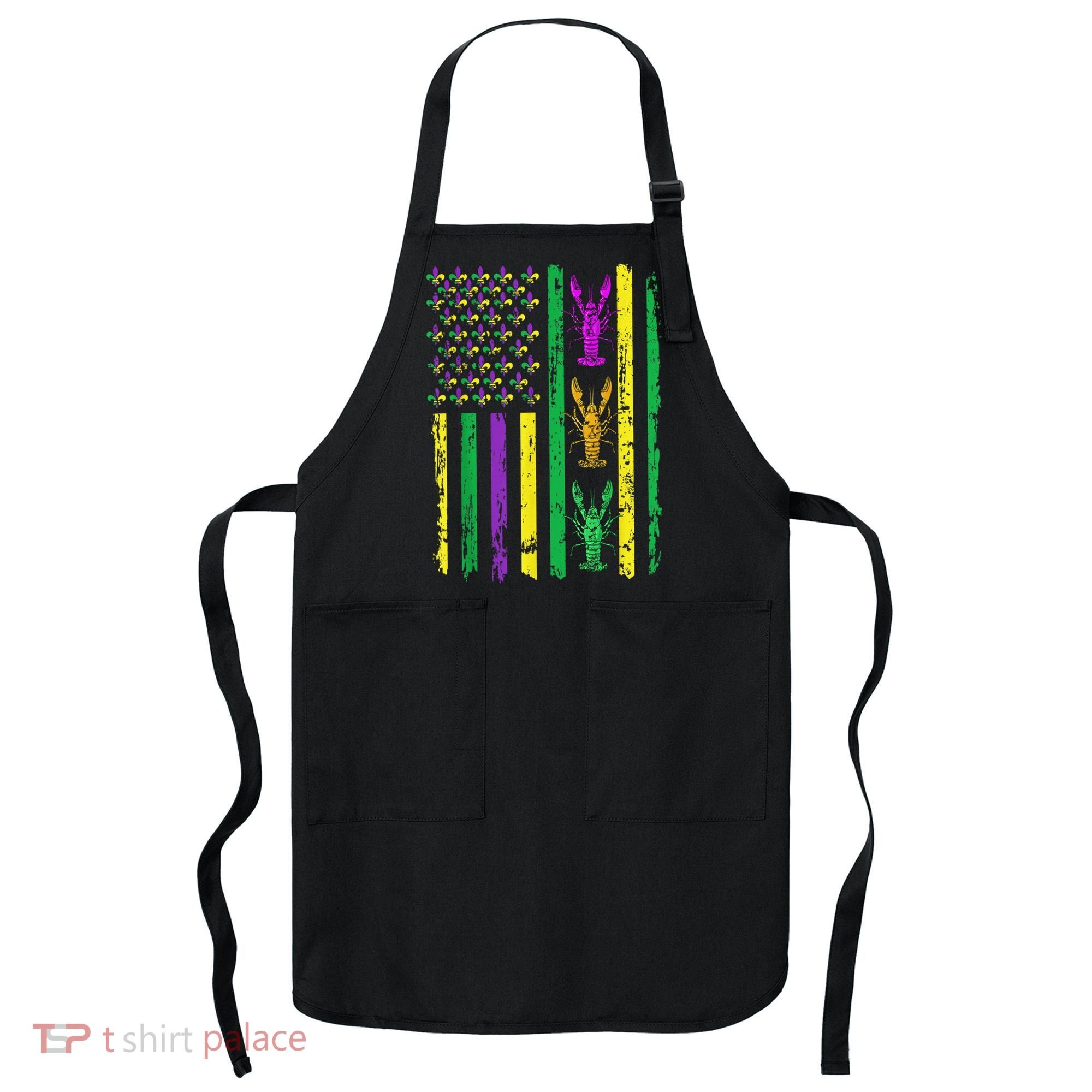 Carnival Mardi Gras Usa American Flag Crawfish Parade Apron