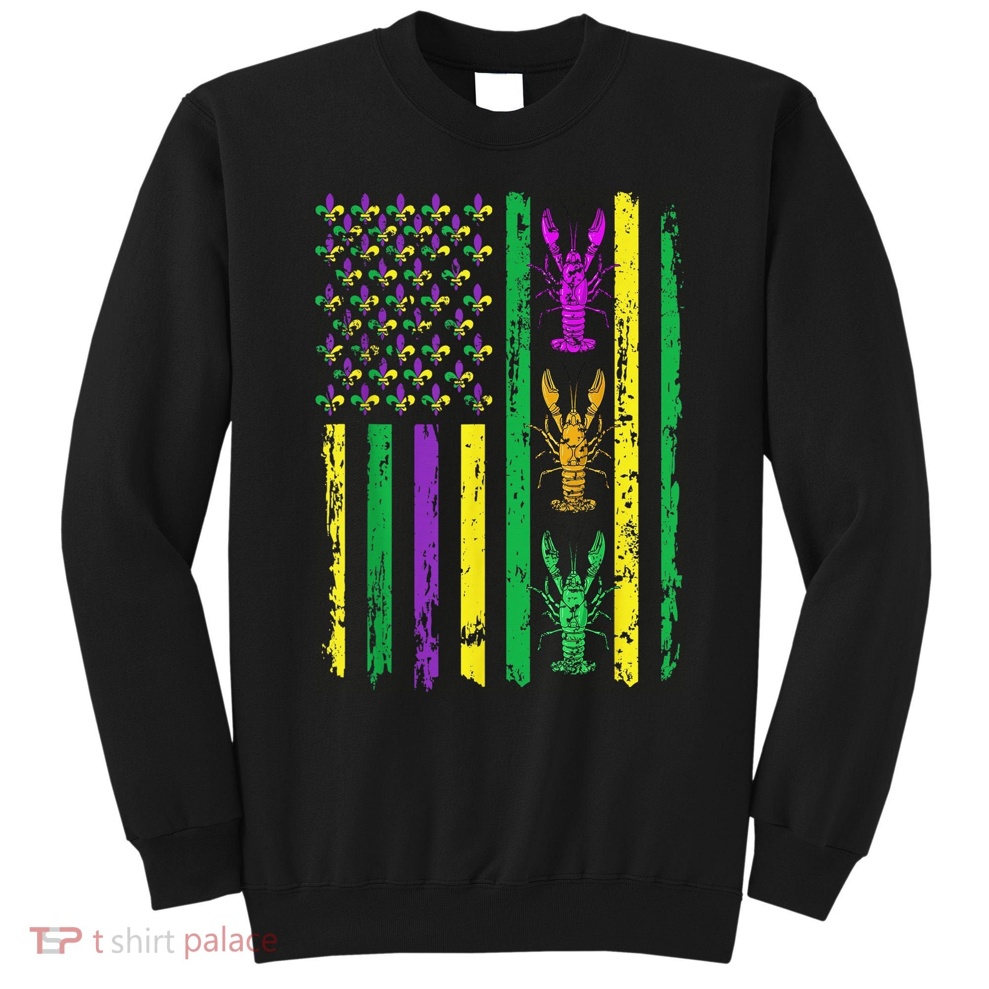 Carnival Mardi Gras Usa American Flag Crawfish Parade Sweatshirt