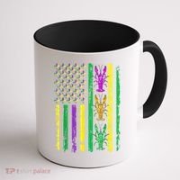 Carnival Mardi Gras Usa American Flag Crawfish Parade Coffee Mug thumb 1