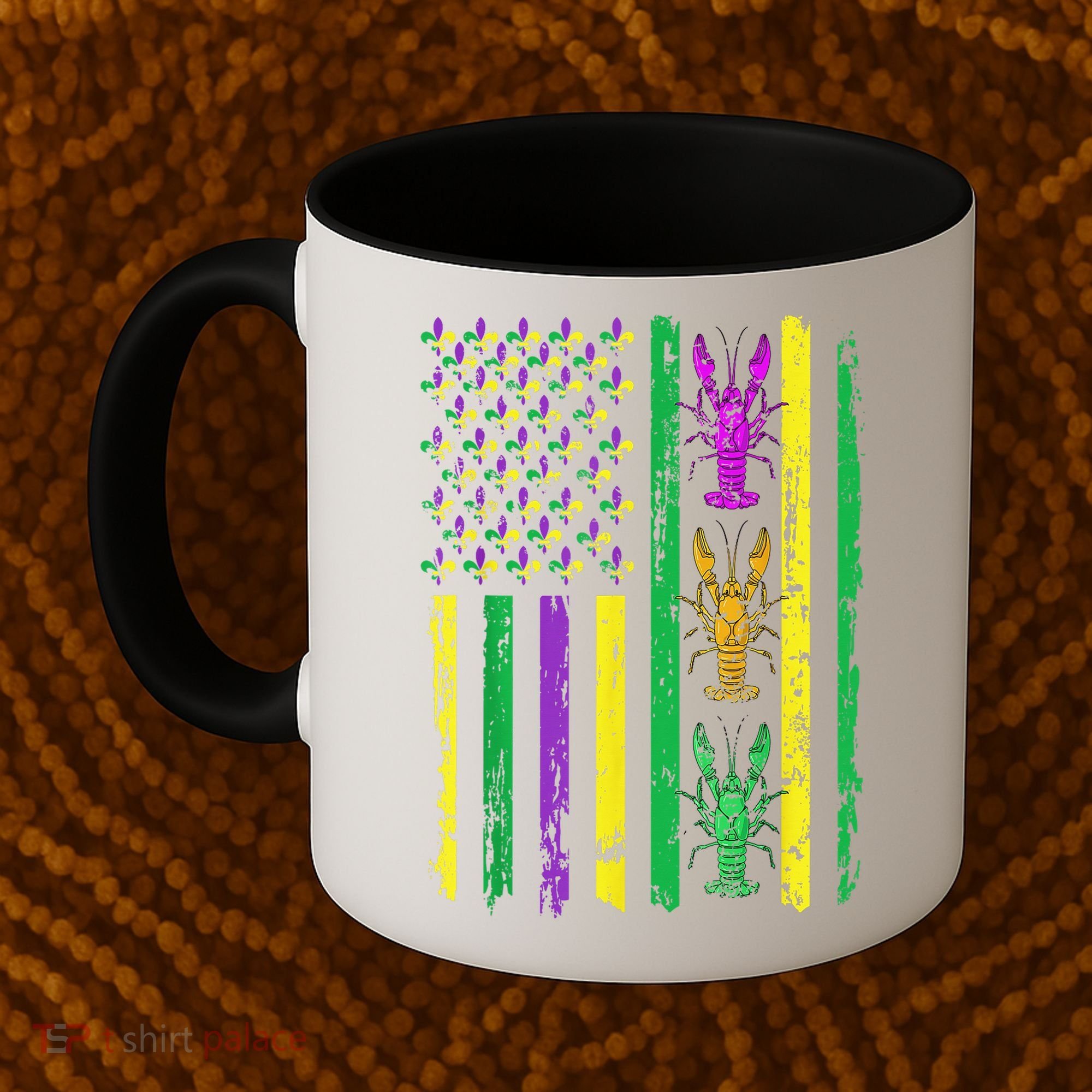 Carnival Mardi Gras Usa American Flag Crawfish Parade Coffee Mug