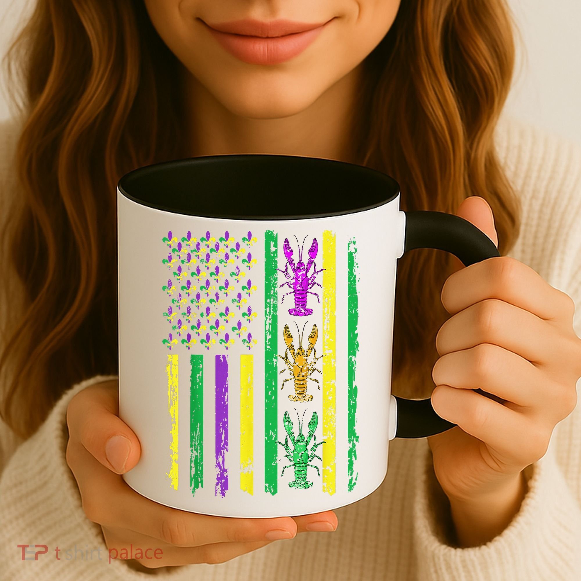 Carnival Mardi Gras Usa American Flag Crawfish Parade Coffee Mug
