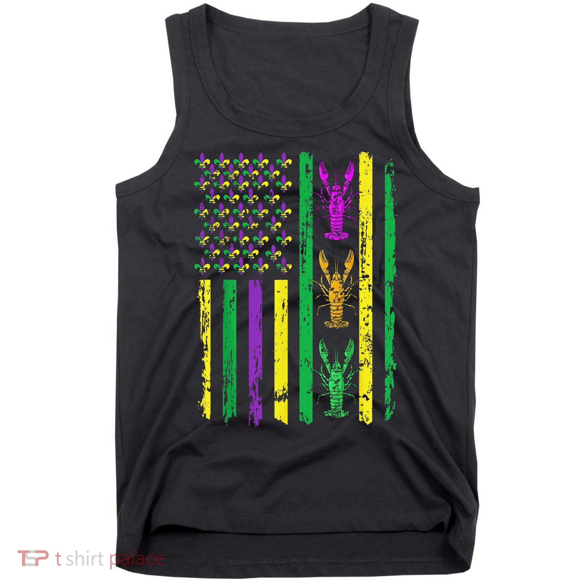 Carnival Mardi Gras Usa American Flag Crawfish Parade Tank Top