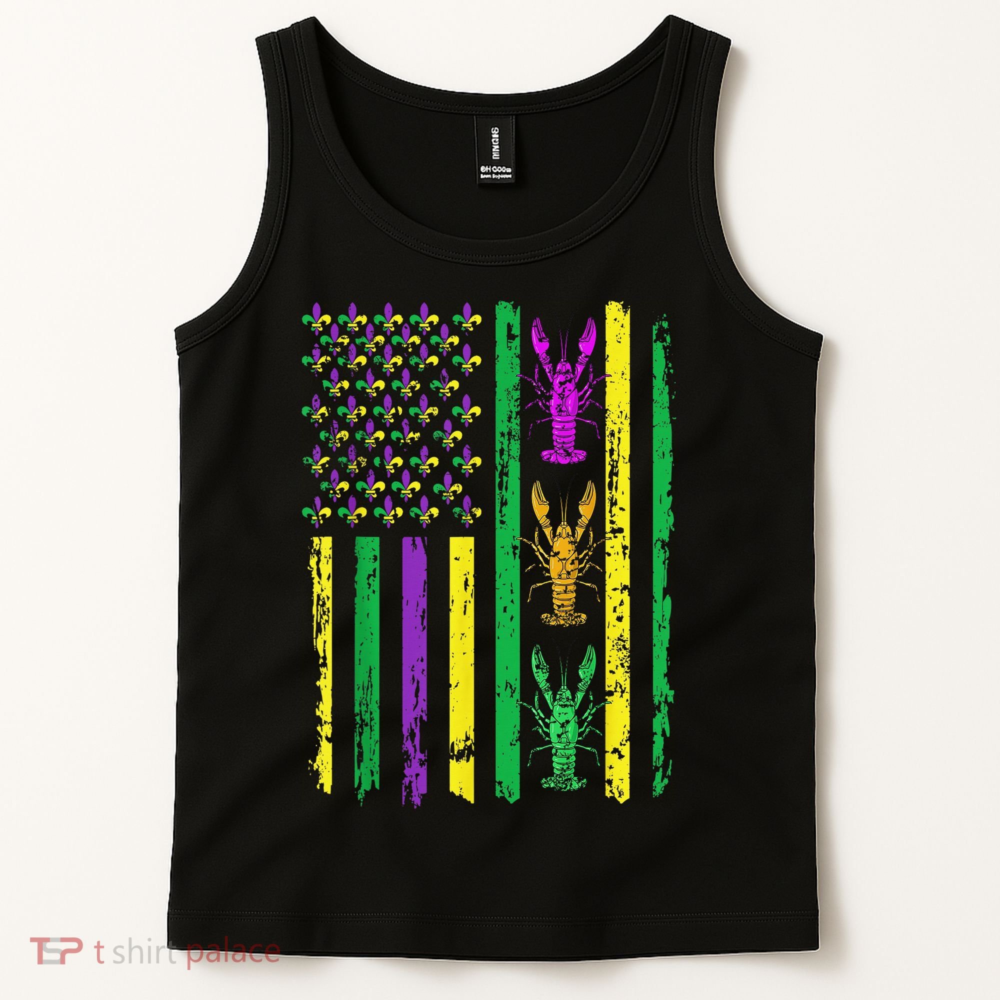 Carnival Mardi Gras Usa American Flag Crawfish Parade Tank Top