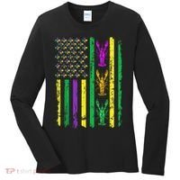 Carnival Mardi Gras Usa American Flag Crawfish Parade Women's Long Sleeve Shirt thumb 0