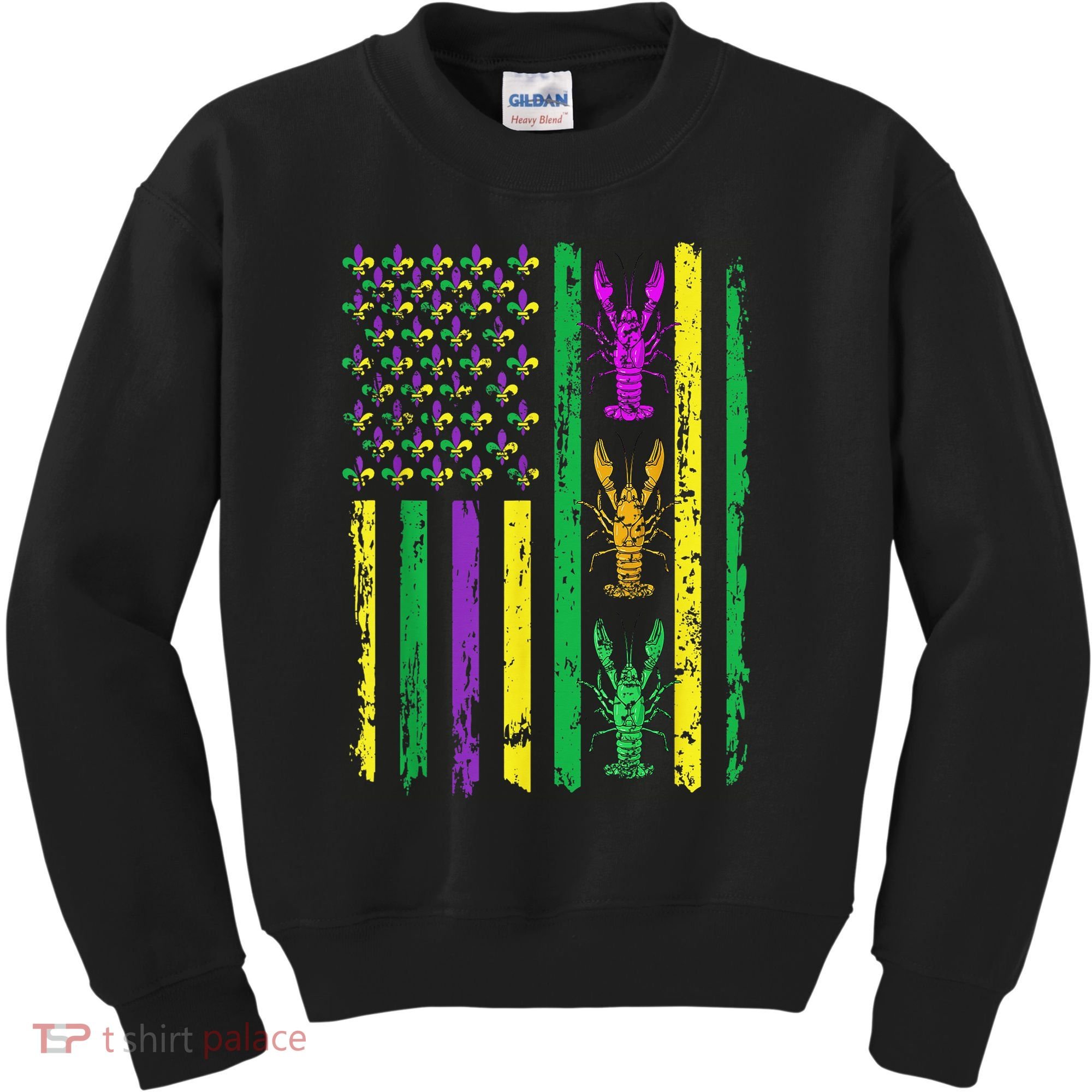 Carnival Mardi Gras Usa American Flag Crawfish Parade Kids Sweatshirt