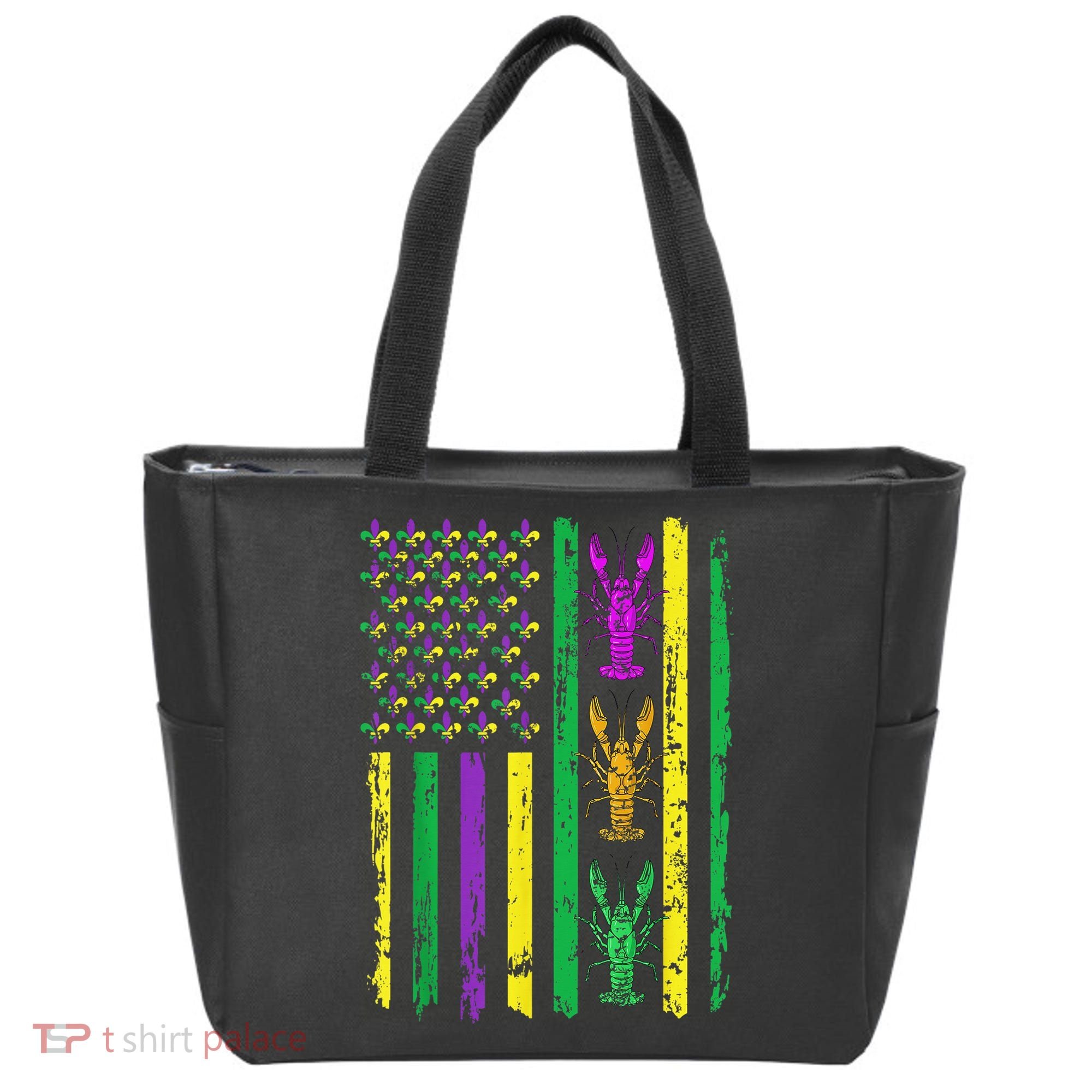 Carnival Mardi Gras Usa American Flag Crawfish Parade Tote Bag