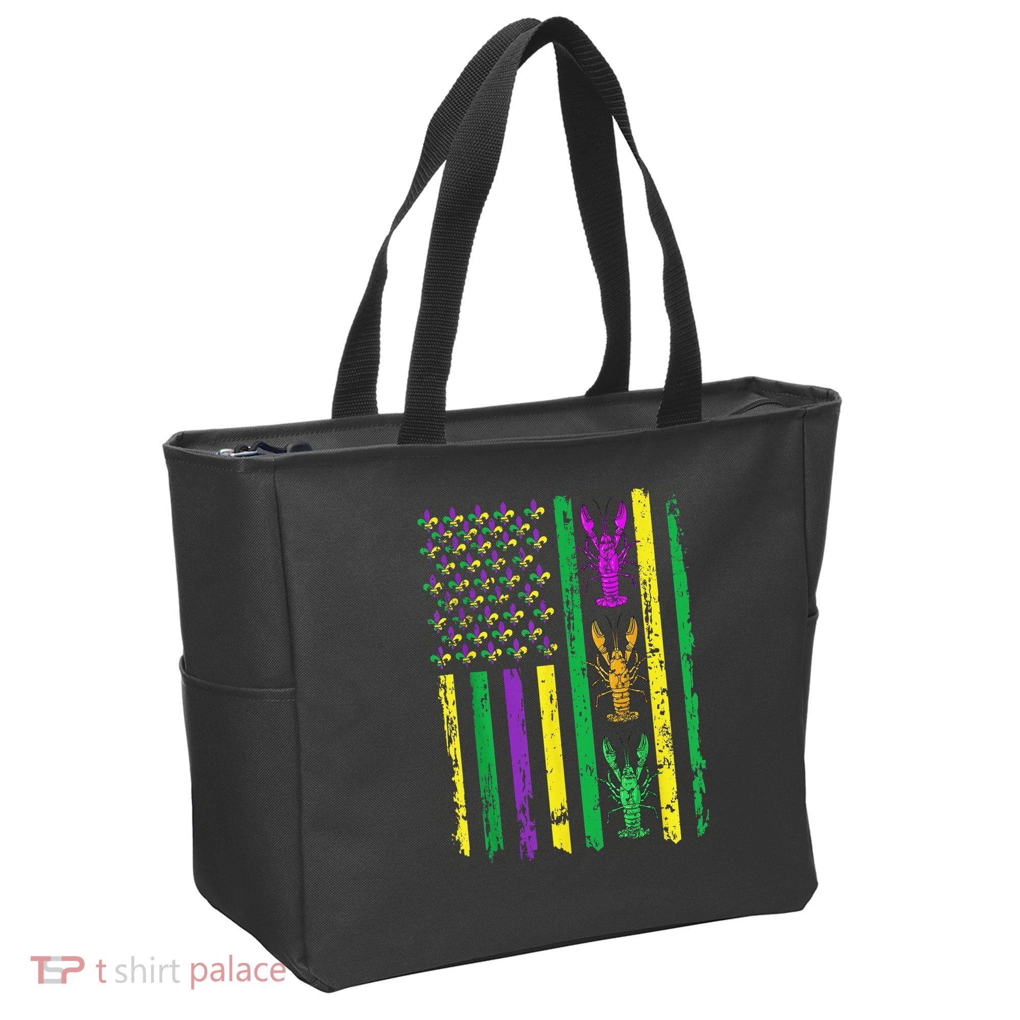 Carnival Mardi Gras Usa American Flag Crawfish Parade Tote Bag