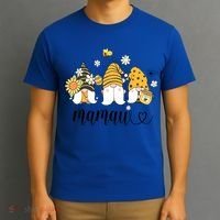 Cute Mamaw Gnomes With Bees And Sunflower Country Style Great Gift T-Shirt thumb 3
