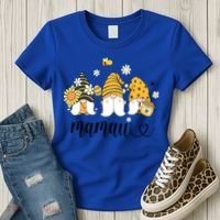 Cute Mamaw Gnomes With Bees And Sunflower Country Style Great Gift Women's T-Shirt thumb 3