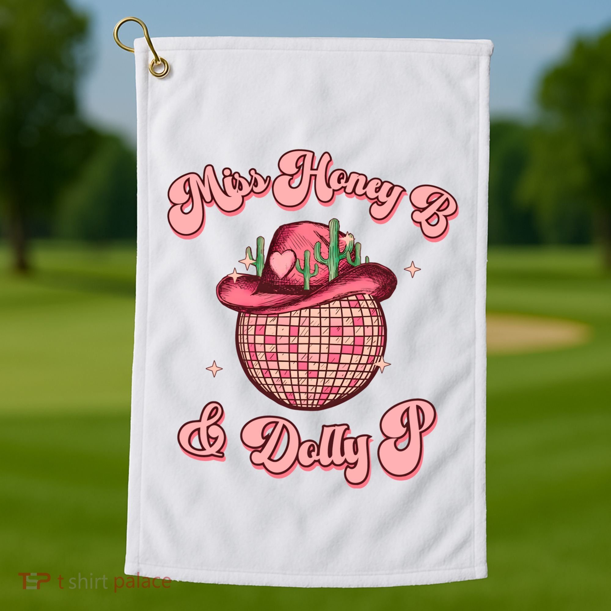 Cowboy Miss Honey B And Dolly P Queen B Golf Towel