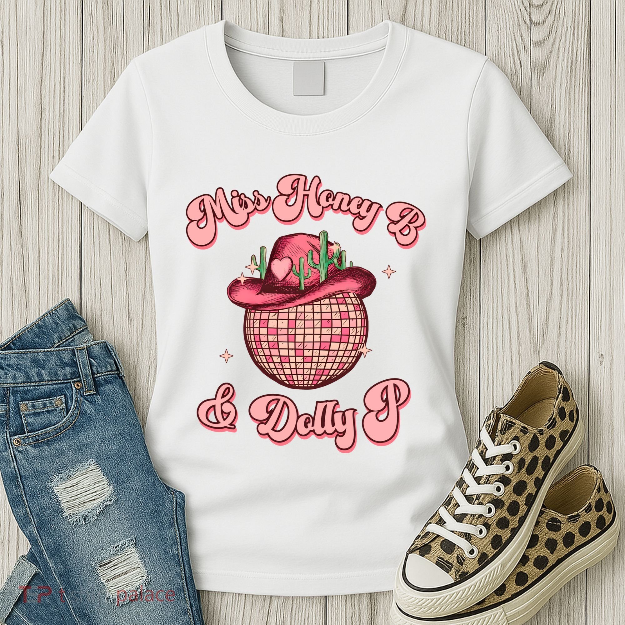 Cowboy Miss Honey B And Dolly P Queen B Women's T-Shirt
