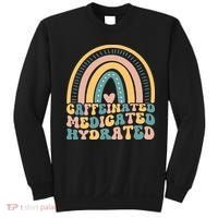 Caffeinated Medicated Hydrated Funny Nurse Teacher Saying Sweatshirt thumb 0