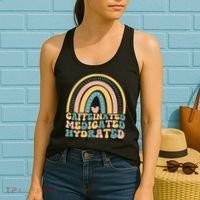 Caffeinated Medicated Hydrated Funny Nurse Teacher Saying Women's Tank Top thumb 2