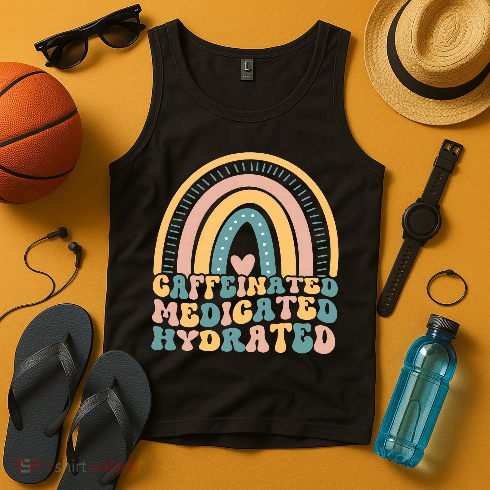 Caffeinated Medicated Hydrated Funny Nurse Teacher Saying Tank Top