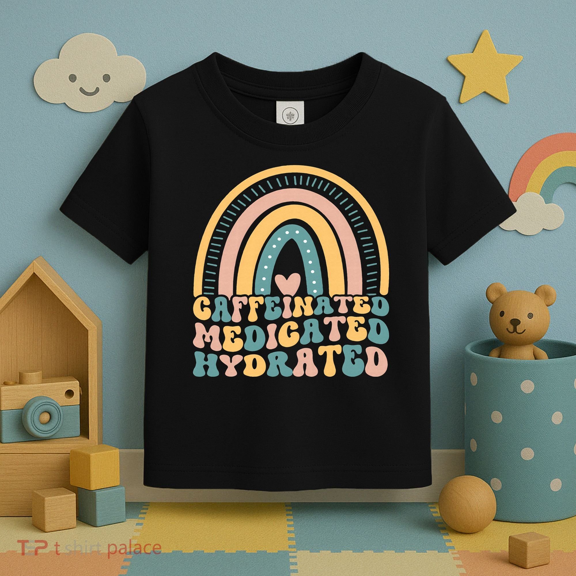 Caffeinated Medicated Hydrated Funny Nurse Teacher Saying Toddler T-Shirt