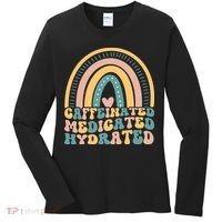 Caffeinated Medicated Hydrated Funny Nurse Teacher Saying Women's Long Sleeve Shirt thumb 0