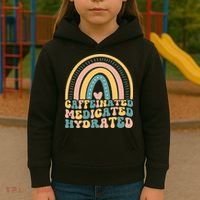 Caffeinated Medicated Hydrated Funny Nurse Teacher Saying Kids Hoodie thumb 3