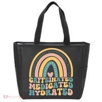 Caffeinated Medicated Hydrated Funny Nurse Teacher Saying Tote Bag thumb 0