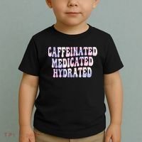 Caffeinated Medicated Hydrated Funny Saying Nurse Teacher Toddler T-Shirt thumb 2