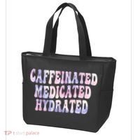 Caffeinated Medicated Hydrated Funny Saying Nurse Teacher Tote Bag thumb 3