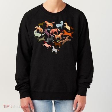 Cute Multi Horse Lover Heart Women's Sweatshirt
