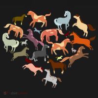 Cute Multi Horse Lover Heart USA-Made Doggie Bandana thumb 2