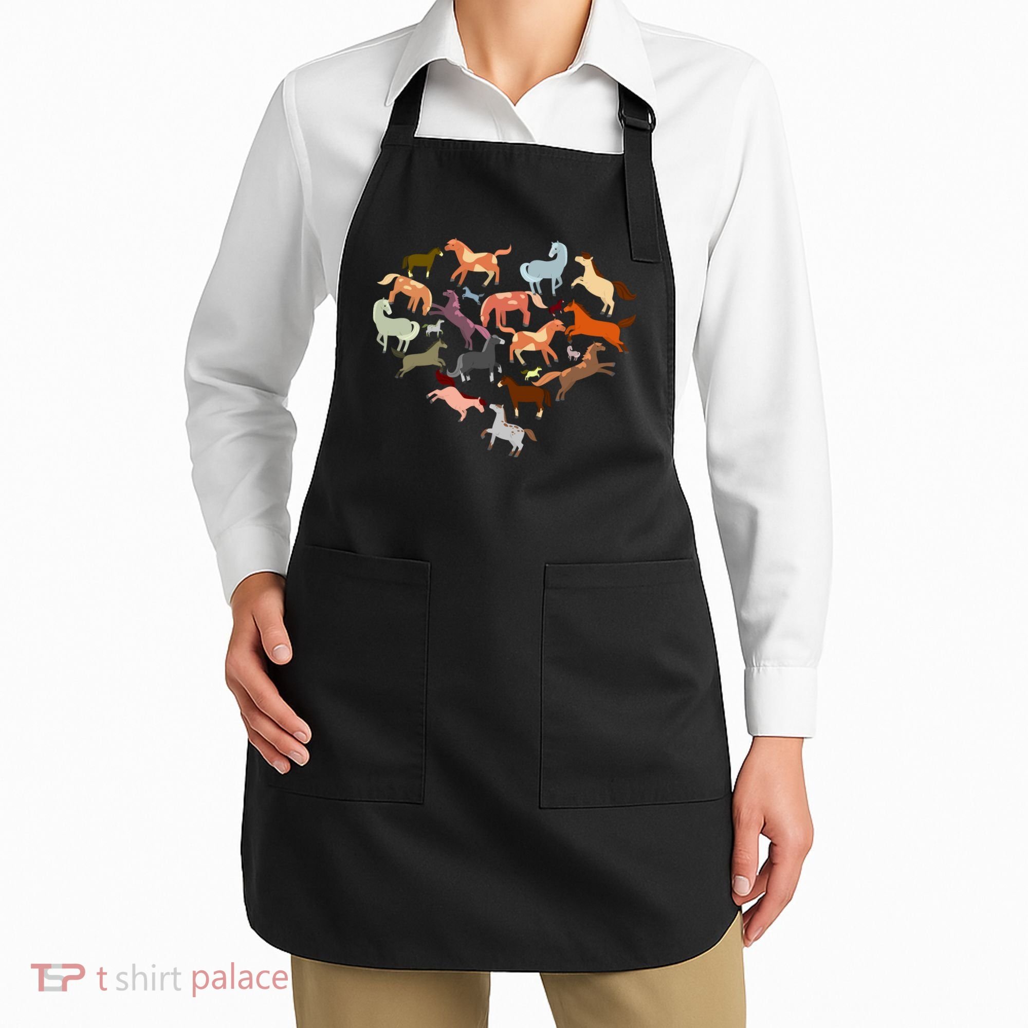 Cute Multi Horse Lover Heart Apron