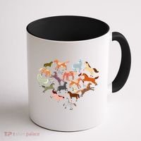Cute Multi Horse Lover Heart Coffee Mug thumb 1
