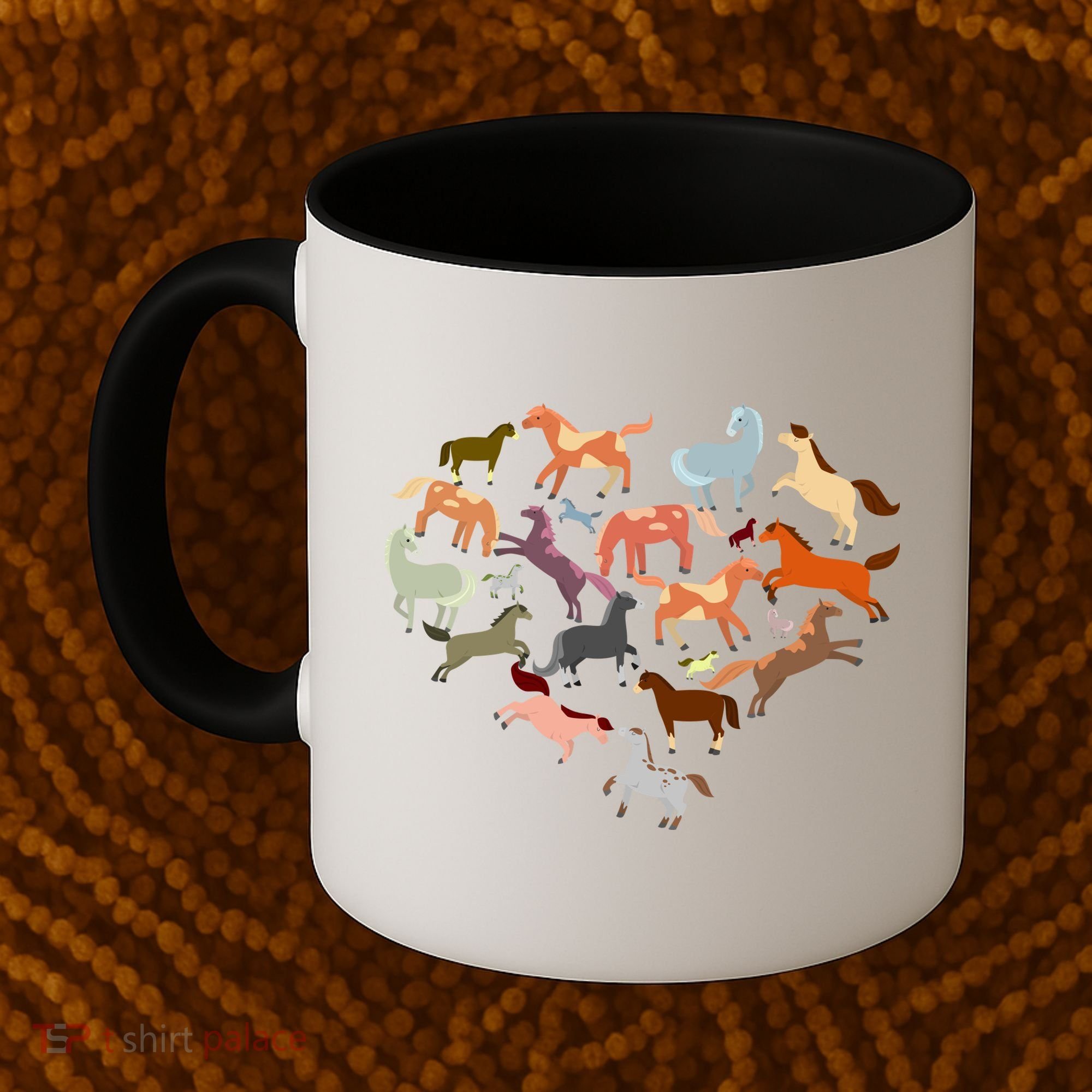 Cute Multi Horse Lover Heart Coffee Mug