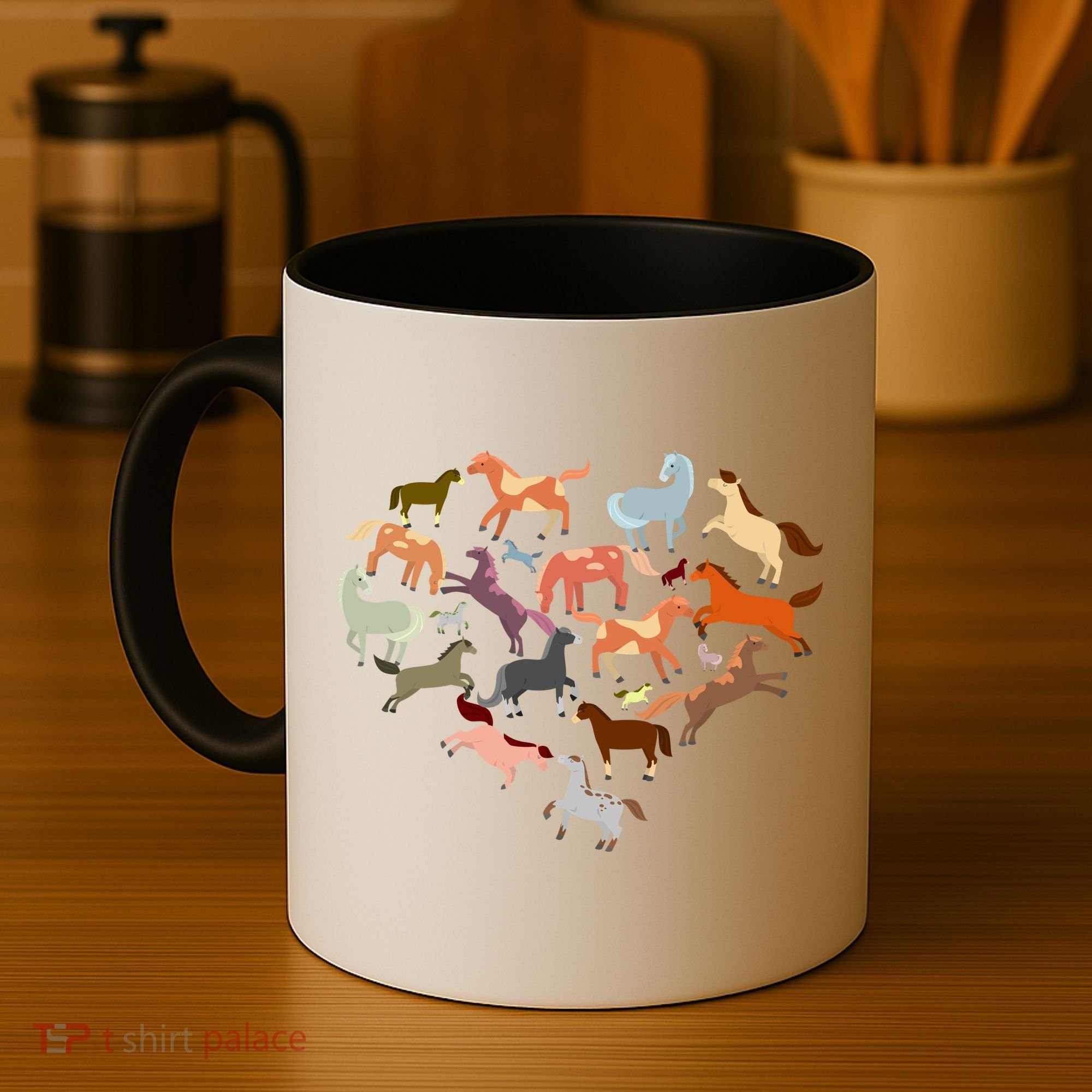 Cute Multi Horse Lover Heart Coffee Mug
