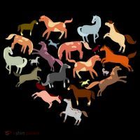 Cute Multi Horse Lover Heart Ornament thumb 1