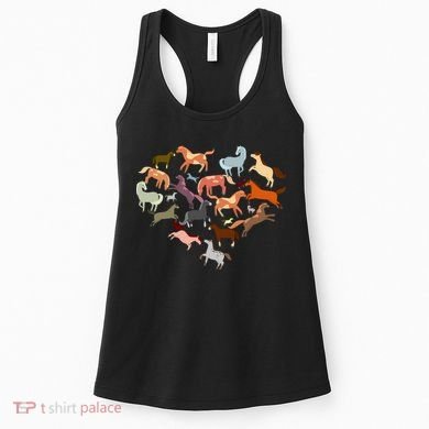 Cute Multi Horse Lover Heart Women's Tank Top