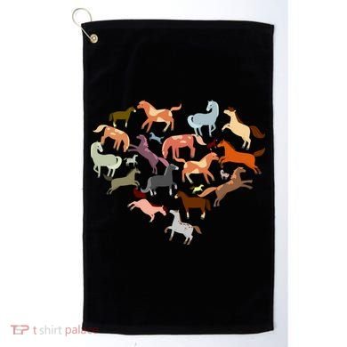 Cute Multi Horse Lover Heart Golf Towel