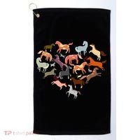 Cute Multi Horse Lover Heart Golf Towel thumb 0