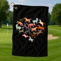 Cute Multi Horse Lover Heart Golf Towel thumb 1