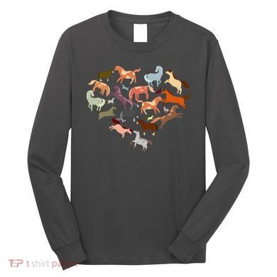 Cute Multi Horse Lover Heart Long Sleeve Shirt