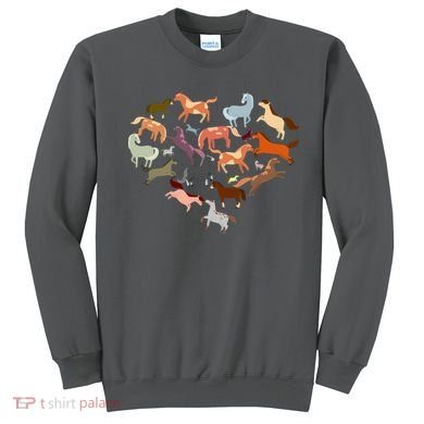 Cute Multi Horse Lover Heart Sweatshirt