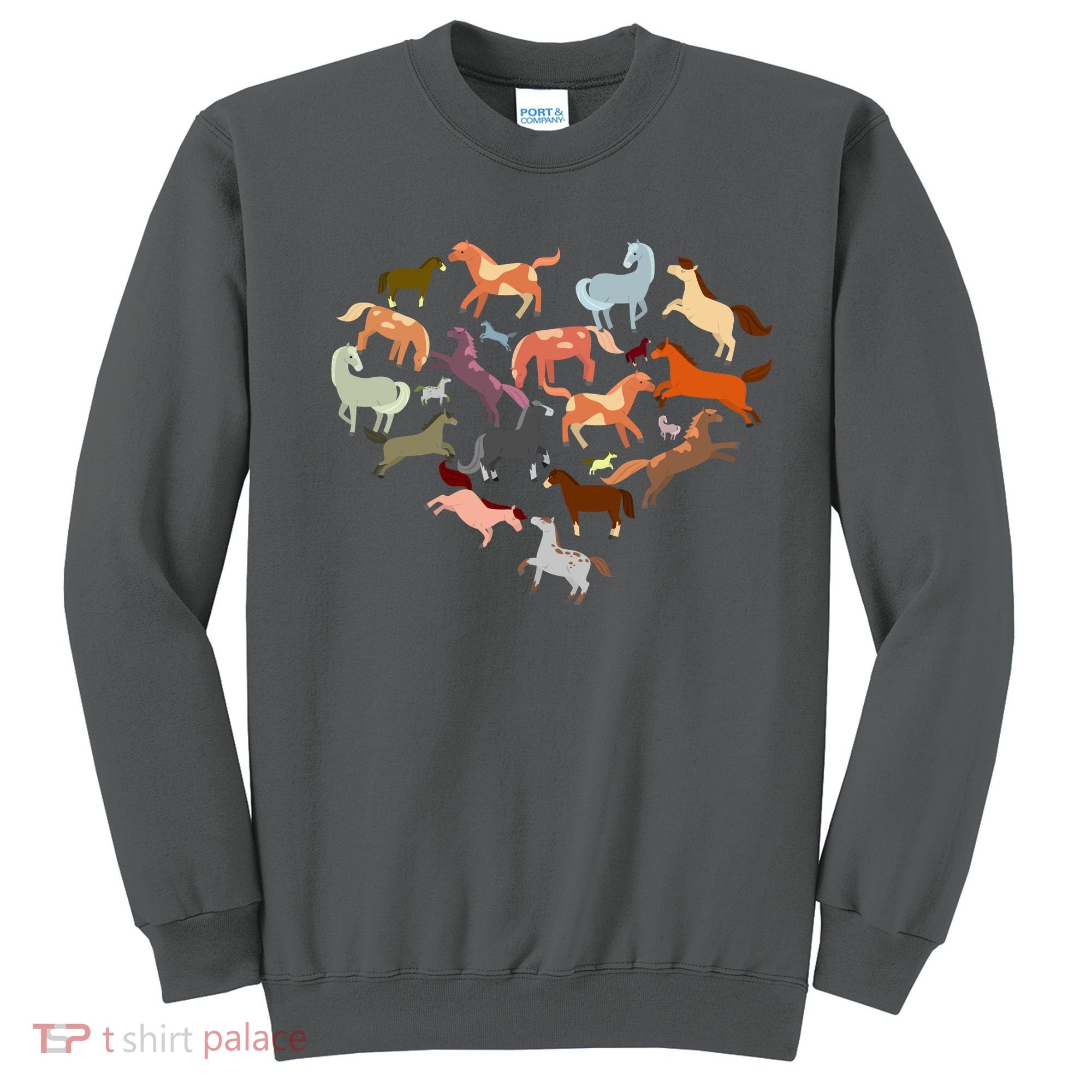 Cute Multi Horse Lover Heart Sweatshirt