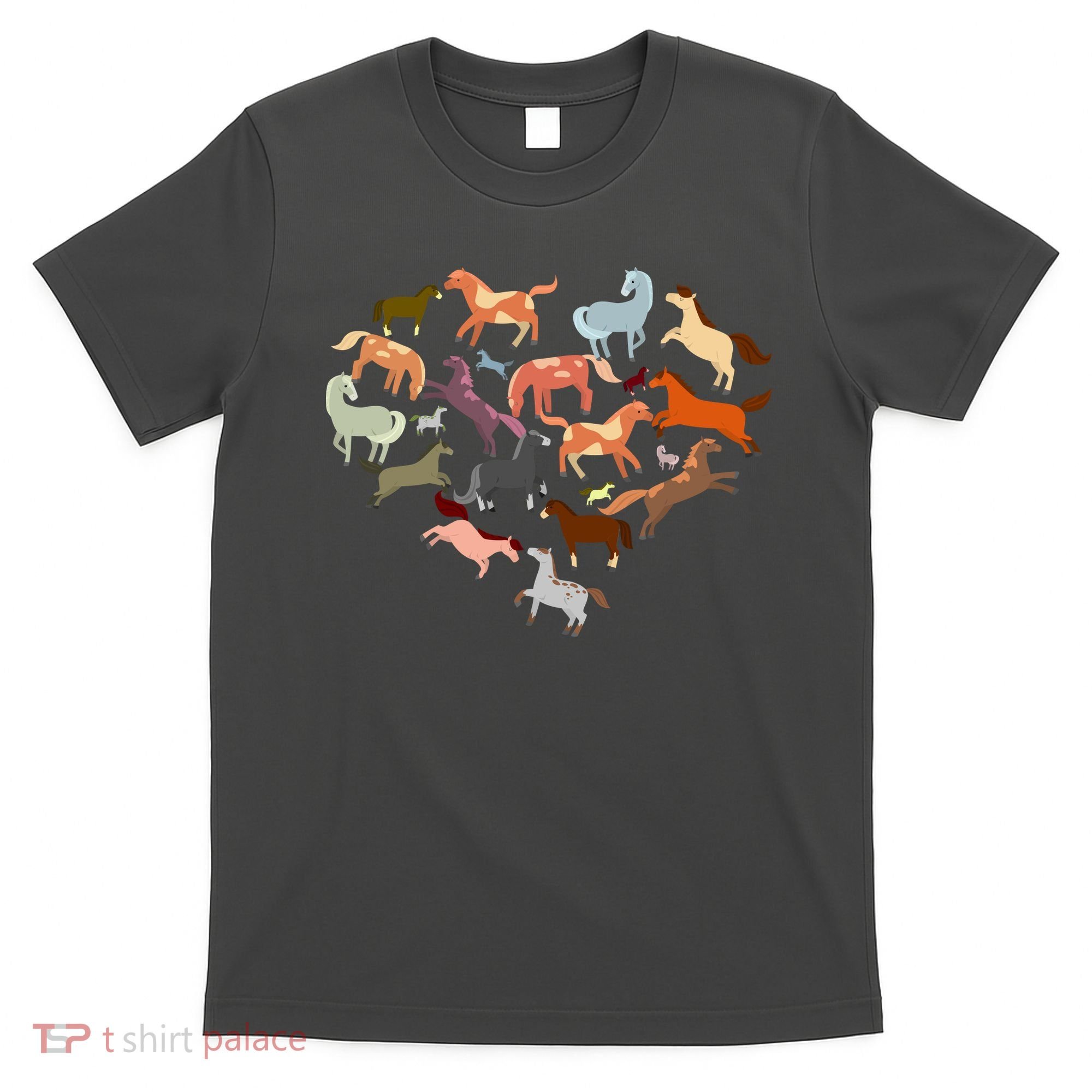 Cute Multi Horse Lover Heart T-Shirt