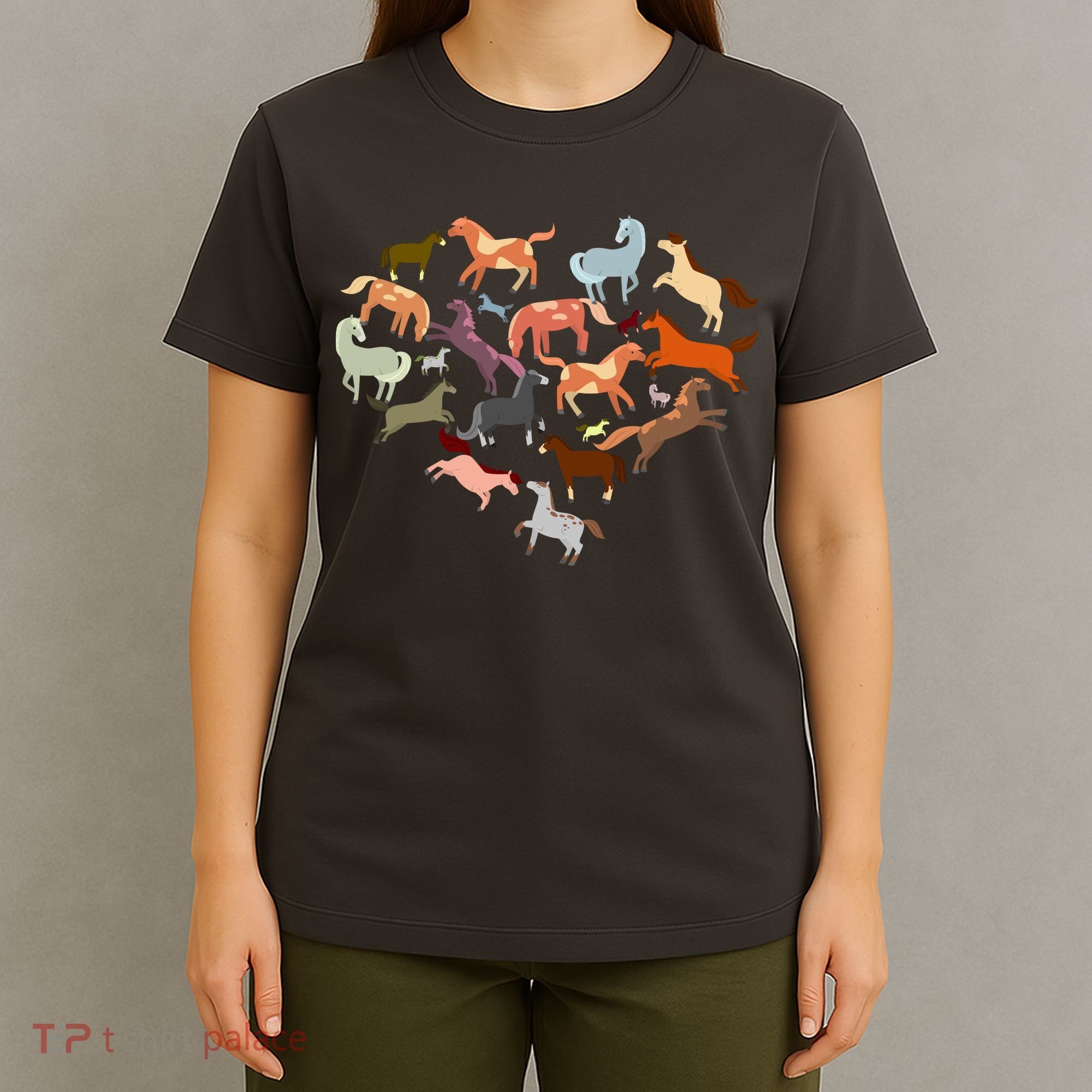 Cute Multi Horse Lover Heart T-Shirt