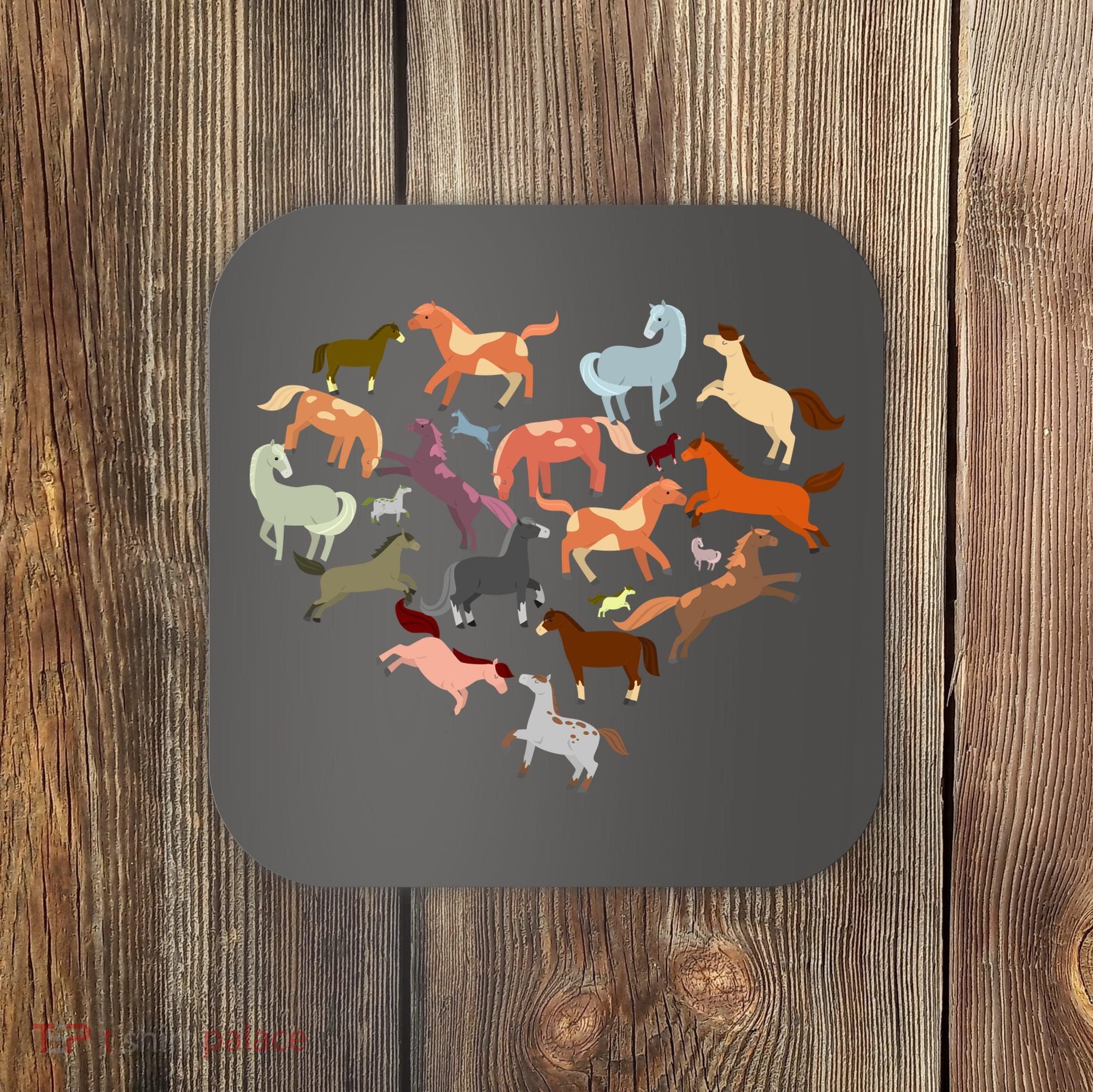 Cute Multi Horse Lover Heart Coaster