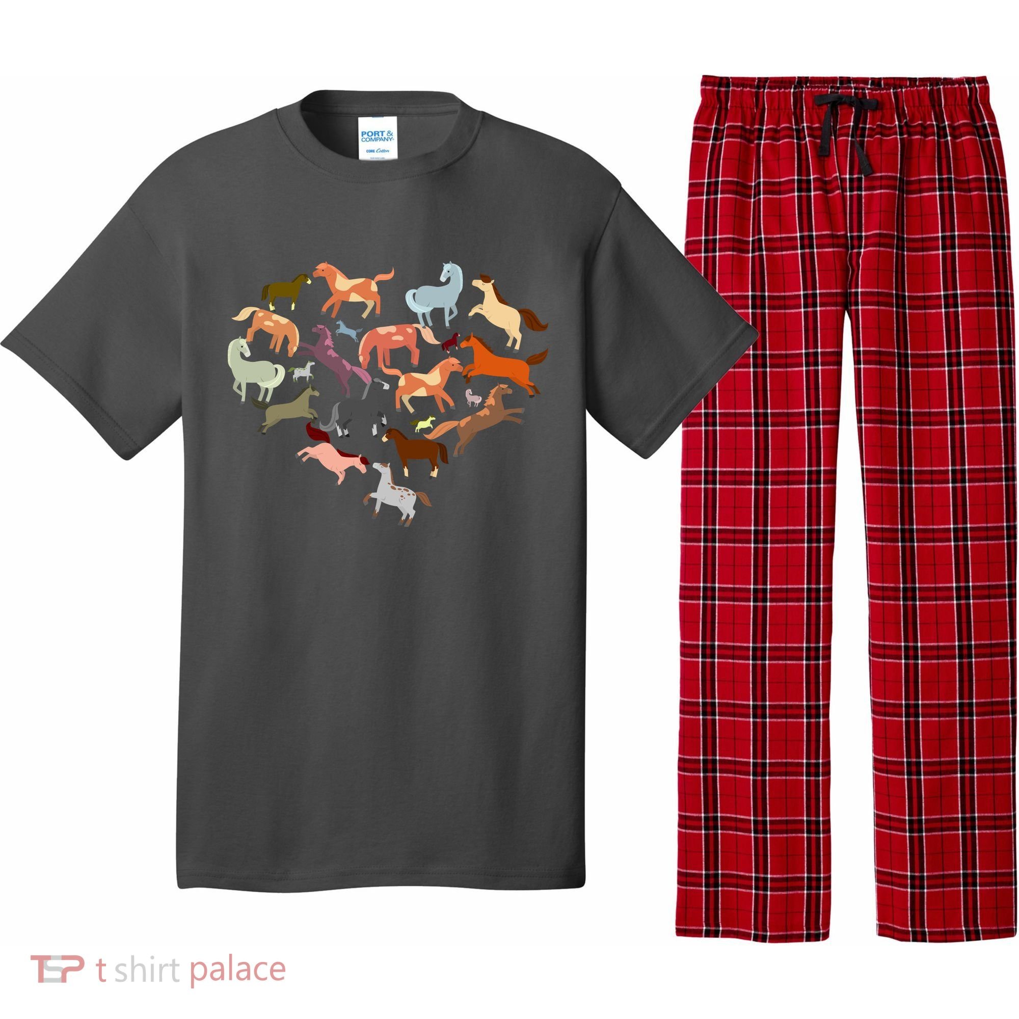 Cute Multi Horse Lover Heart Pajama Set