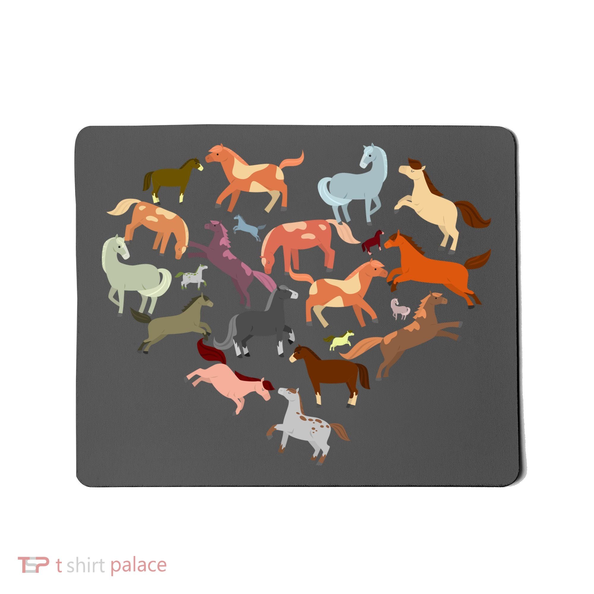 Cute Multi Horse Lover Heart Mousepad