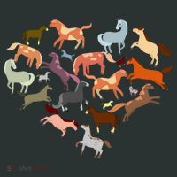 Cute Multi Horse Lover Heart Mousepad thumb 1