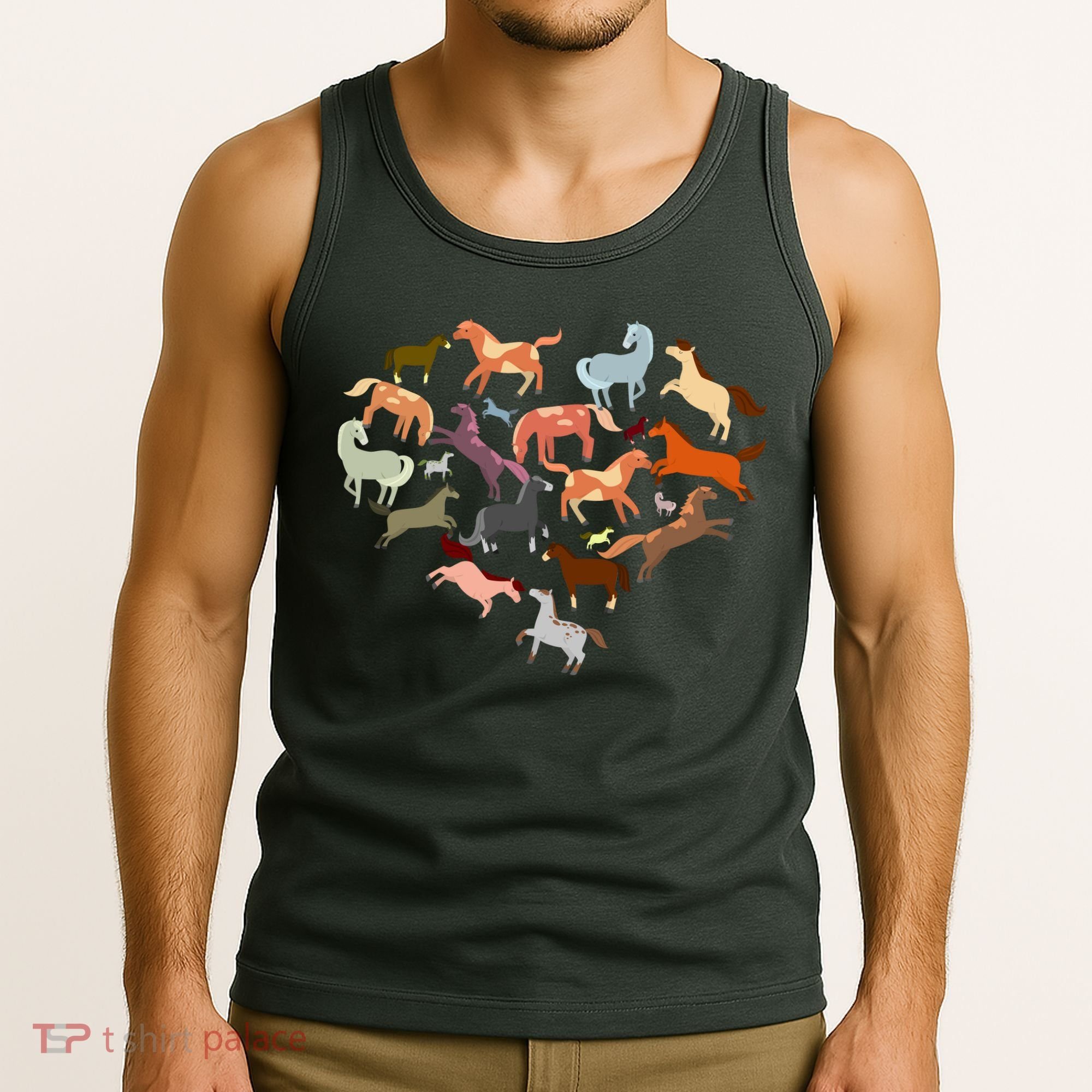 Cute Multi Horse Lover Heart Tank Top