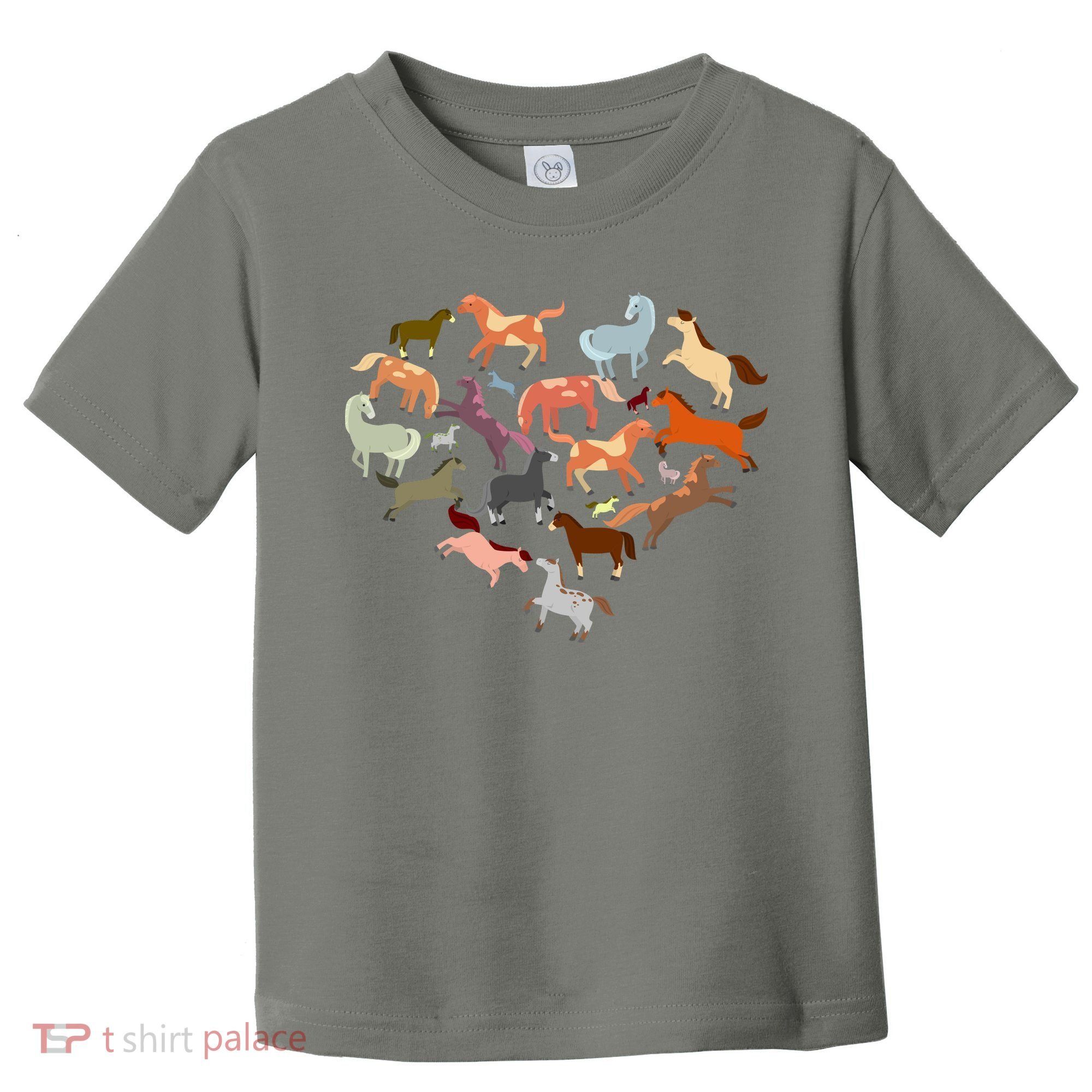 Cute Multi Horse Lover Heart Toddler T-Shirt