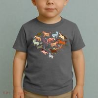 Cute Multi Horse Lover Heart Toddler T-Shirt thumb 2