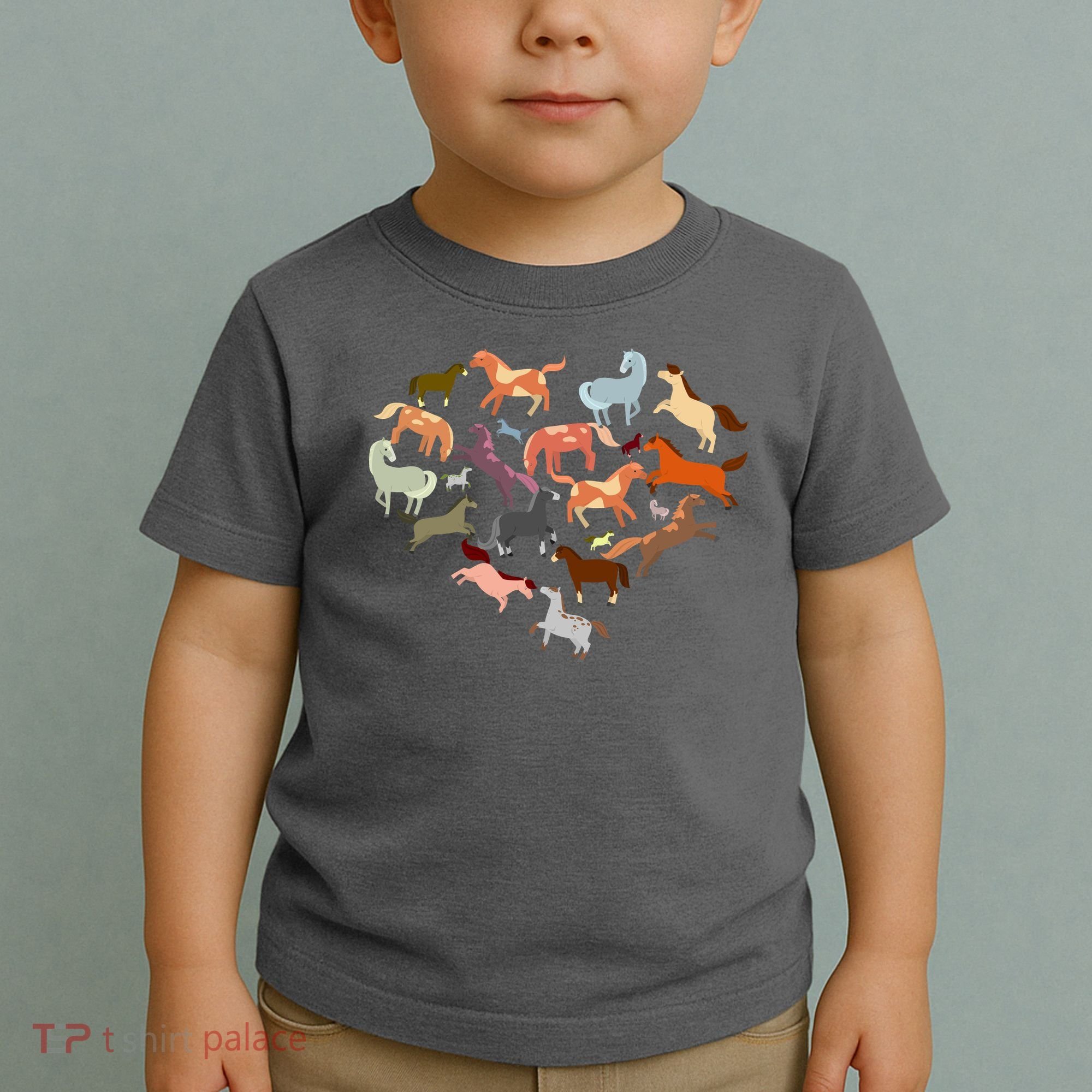Cute Multi Horse Lover Heart Toddler T-Shirt