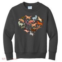 Cute Multi Horse Lover Heart Kids Sweatshirt thumb 0